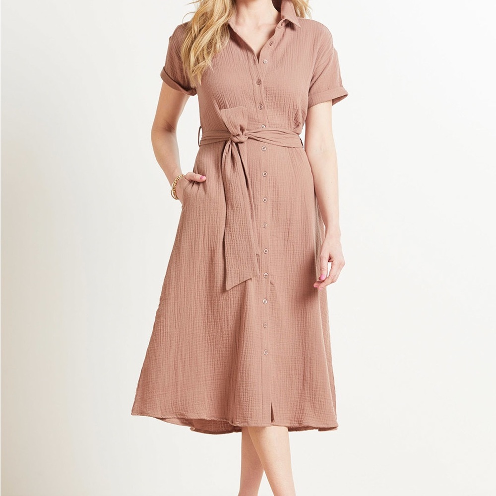 Evereve Hailey Gauze Button Down Dress